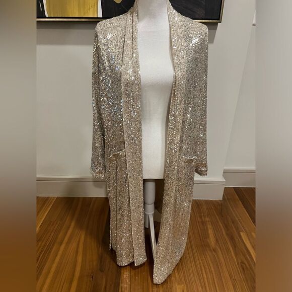 BB Dakota Steve Madden silver sequin duster size XS NWT - Picture 3 of 12